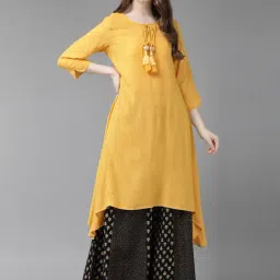 Juniper Mustard High Low Kurta-image-19