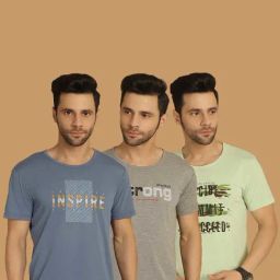 Vimal Jonney Multicolor Regular Fit Printed Crew T-Shirt - Pack of 3-image-25