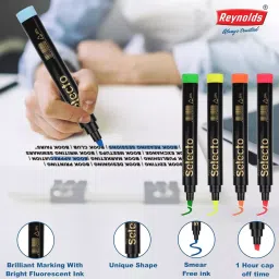 Reynolds SELECTO Highlighter Yellow Fluorescent Ink Chisel Fine Tip (Set of 10) image 2