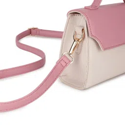 Fastrack Beige & Pink Color Block Medium Satchel Handbag image 4