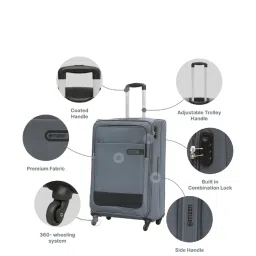Citizen Wander Weave Grey Color Block Trolley Bag Pack of 3 - 55 Cms, 65 Cms & 75 Cms image 4