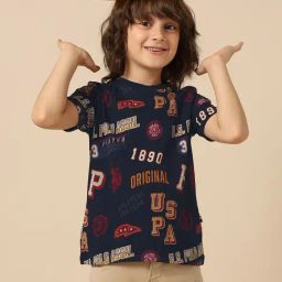U.S. Polo Assn. Boys Blue Cotton Printed T-Shirt-picture-26