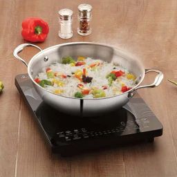 Femora Silver Triply Steel 260 mm Kadai (2500 ml) - Set of 1-image-43