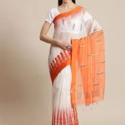 Kalakari India White Cotton Silk Woven Saree With Unstitched Blouse-picture-23