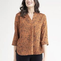 FableStreet Rust Floral Print Top-image-77