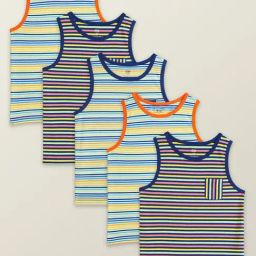 XY Life Kids Multicolor Cotton Striped Vests (Pack of 5)-image-6