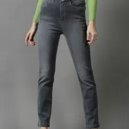 SHOWOFF Grey Solid Mid Rise Jeans-image-40