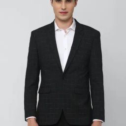 Peter England Black Slim Fit Checks Blazers-picture-4