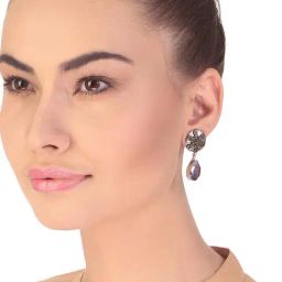 Imli Street Purple & Golden Drop Earrings-picture-18