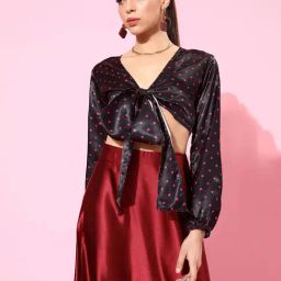 Cation Black Printed Crop Top-image-91