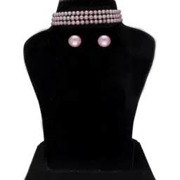 Sri Jagdamba Pearls Pink Necklace & Earring Set-20