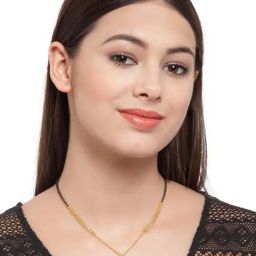 Panash Gold Plated & Cubic Zirconia Studded Mangalsutra-image-4