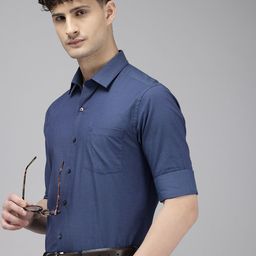 Arrow Manhattan Slim Fit Textured Cutaway Collar Pure Cotton Formal Shirt-image-74