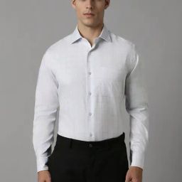 Louis Philippe White Regular Fit Checks Shirt-image-26