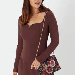 Accessorize London Multicolor Cotton Embellished Clutch-image-82