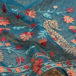 Soch Blue Net Embroidered Dupatta image 4