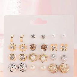 Karatcart Set Of 12 Gold And Silver Contemporary Studs Earrings Combo-25