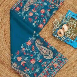 Soch Blue Net Embroidered Dupatta-picture-35