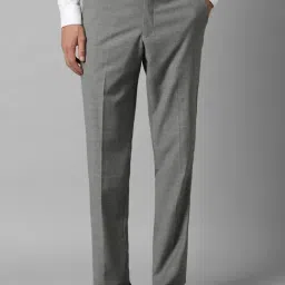 Louis Philippe Grey Slim Fit Texture Trousers-picture-29