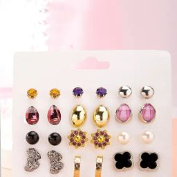 Karatcart Set Of 12 Gold And Silver Contemporary Studs Earrings Combo-19