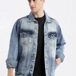 SHOWOFF Blue Denim Slim Fit Solid Jacket-picture-33