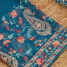 Soch Blue Net Embroidered Dupatta image 2