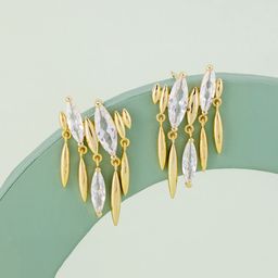 Kushal's Fashion Jewellery Gold-Plated Zircon Studded Oval Shaped Drop Earrings-28