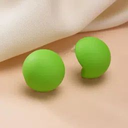 Karatcart Matte Light Green Finish Dome Stud Earrings For Women-image-3