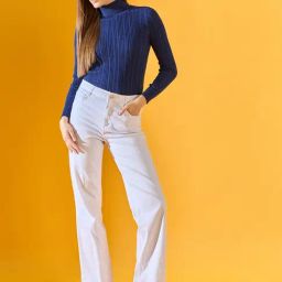98 Degree North Blue Cotton Self Regular Fit Sweater image 4