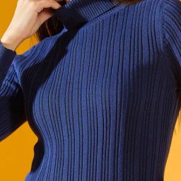 98 Degree North Blue Cotton Self Regular Fit Sweater image 5