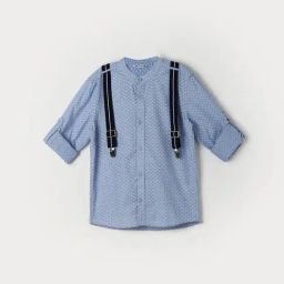 Fame Forever by Lifestyle Blue Cotton Regular fit Boys All Over Print Shirt-image-3