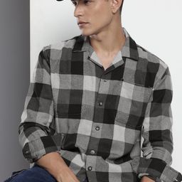 The Indian Garage Co Pure Cotton Checked & Textured Relaxed Fit Casual Shirt-image-57