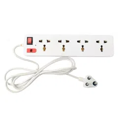 Elegant 6 Amp 4 Socket & 1 Switch ABS White Extension Board with Fuse-10