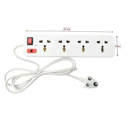 Elegant 6 Amp 4 Socket & 1 Switch ABS White Extension Board with Fuse image 3