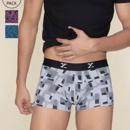 XYXX Multicolored Slim Fit Printed Trunks - Pack Of 3-image-68