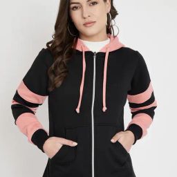 BRINNS Black & Pink Color-Block Hoodie-picture-35