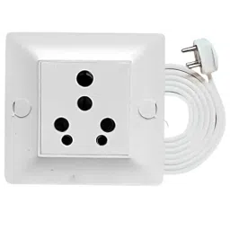 Elegant 3 Core 2.5 mm Cable 3 Pin Top 16 & 6 Amp 2 in 1 ABS White Extension Board 8 m Cable Length-23