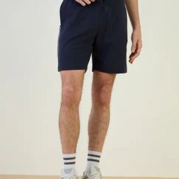 Iconic Blue Cotton Regular Solid Shorts-image-9