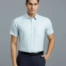 Reid & Taylor Green Cotton Regular fit Checks Shirt-image-68