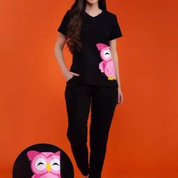 Clovia Black Printed Top With Pyajam set-image-102