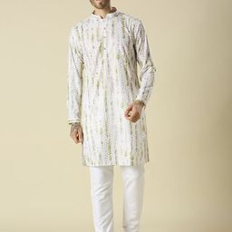 Be Desi Men Floral Embroidered Regular Kurta with Pyjamas-picture-19