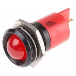 RS PRO Red Panel Mount Indicator 110V AC, Mounting Hole Size 22 mm, Termination Type Solder Tab, Model No 203565-11