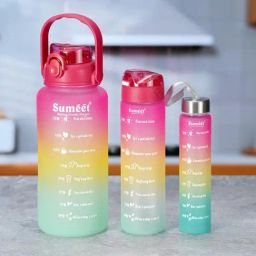 Sumeet Pink Plastic 3 Water Bottles 300ml, 700ml & 1850ml-9