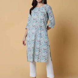 SHOWOFF Blue Printed Straight Kurta-picture-28