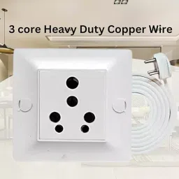 Elegant 3 Core 2.5 mm Cable 3 Pin Top 16 & 6 Amp Universal 1 Socket ABS White Extension Board 3 m Cable Length image 4