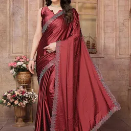 KALINI Embellished Beads and Stones Satin Saree-picture-42