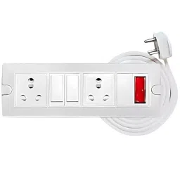 Elegant 3 Core 1.5 mm Cable 3 Pin Top 16 & 6 Amp Universal 2 Socket & 2 Switch ABS White Extension Board with Indicator 15 m Cable Length-11