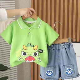 INCLUD Boys Printed Polo Collar T-shirt With Shorts-picture-42