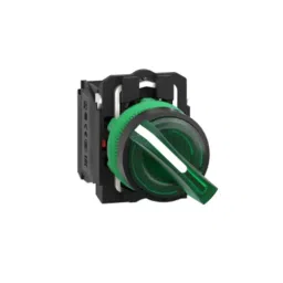 Schneider Electric XB5 Illuminated Selector Switch 22 mm 1 NO + 1 NC Green, XB5AK123B5-45
