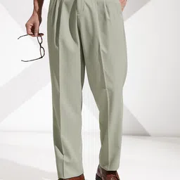encore by INVICTUS Men Textured Pleated Formal Trousers-image-90